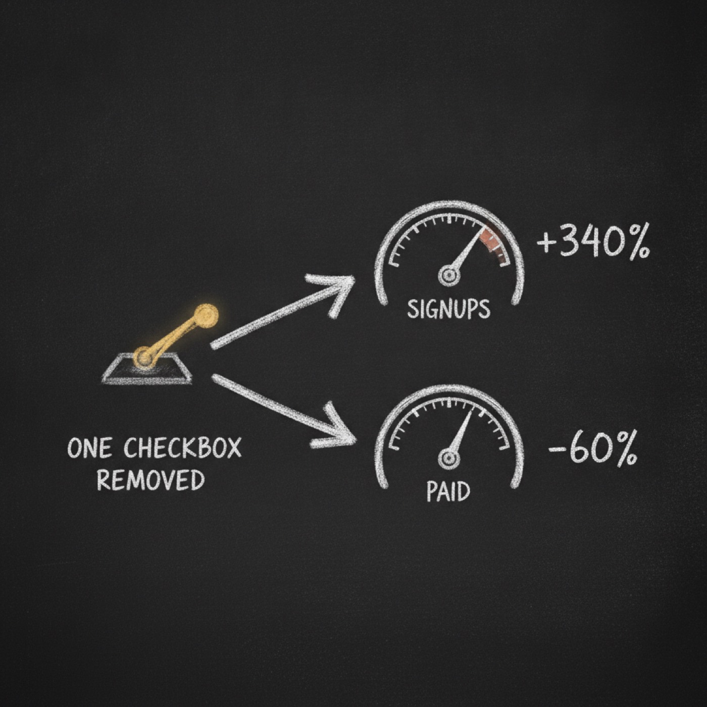 340% more signups. 60% less paid revenue. One removed checkbox.